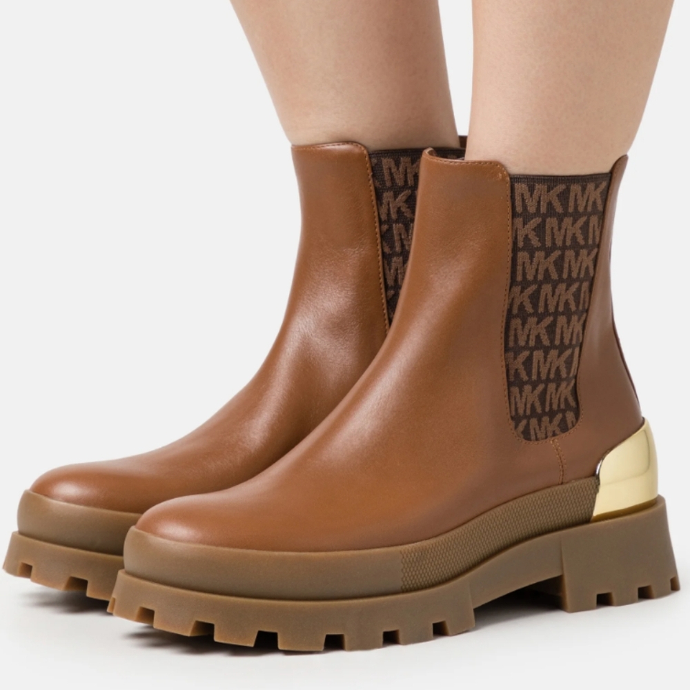 Michael Kors Tan Ankle Booties with Gold Accent